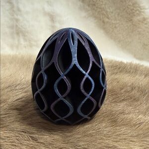 Elegant Black and Purple Hand Painted Decorative Egg